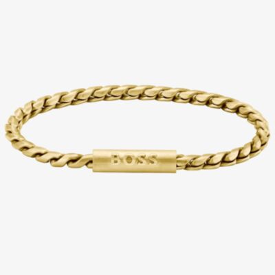 BOSS Mens Doran Gold Logo Clasp Bracelet 1580696