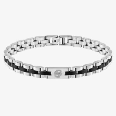 BOSS Archer Two Tone Black Enamel & Stainless Steel Link Bracelet 1580890