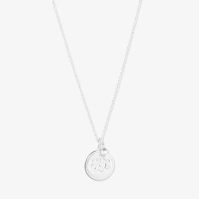 Lauren Ralph Lauren Silver 15 Inch Script Coin Pendant Necklace 14N00361