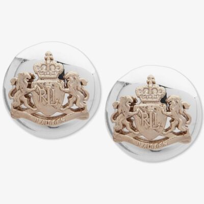 Lauren Ralph Lauren Silver Two Tone Crest Stud Earrings 60542913-EZ6