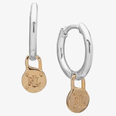 Lauren Ralph Lauren Two Tone Padlock Hoop Dropper Earrings 60556784-EZ6
