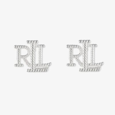 Lauren Ralph Lauren Silver Rope RL Logo Stud Earrings 60567136-G03