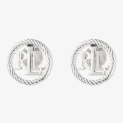 Lauren Ralph Lauren Silver Rope Logo Open Disc Stud Earrings 60567145-G03