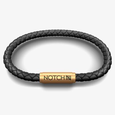 Notch Black Leather And Brass Clasp Bracelet BL-001-09