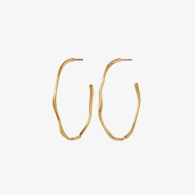 Maanesten Echo Gold Plated Twisted 43mm Half Hoop Earrings 9863A