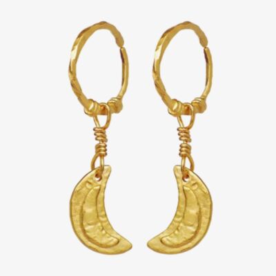 Maanesten Odessa Gold Plated Hoop Cresent Moon Dropper Earrings 9841A