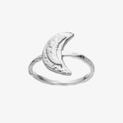 Maanesten Jacinta Silver Texturedd Crescent Moon Ring 4811C