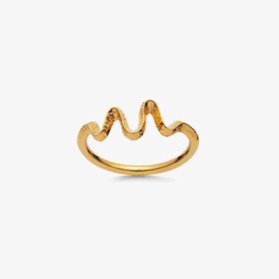 Maanesten Sonar Gold Plated Hammered Wave Ring 4727A