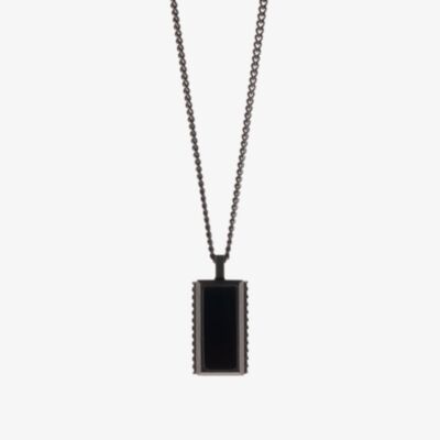 Steel & Barnett Hatton Black Stainless Steel Rectangular Onyx Pendant N-HAT02