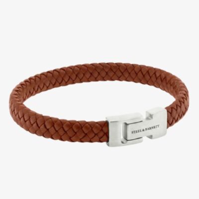 Steel & Barnett Archie Tan Leather Braided Bracelet LBA/003