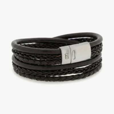 Steel & Barnett Bonacci Brown Leather Layered Multi Strand Bracelet LBB/003