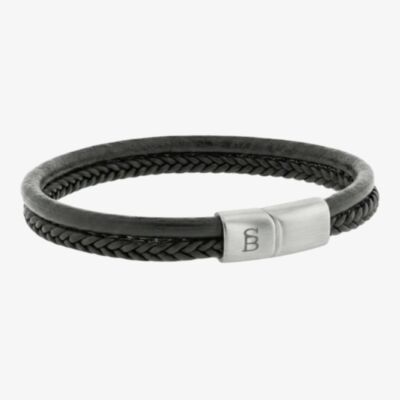 Steel & Barnett Denby Black Dual Band Leather Bracelet LBD/005