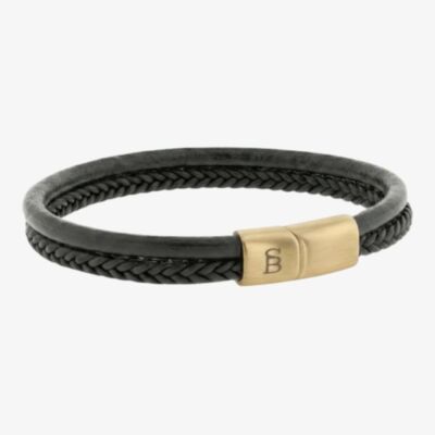 Steel & Barnett Denby 18ct Yellow Gold Plated Brown Dual Band Leather Bracelet LBD/011