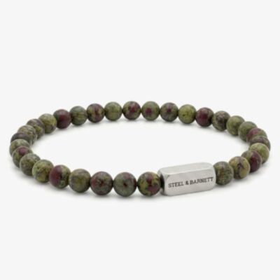 Steel & Barnett Natural Ned Dragon Blood Jasper Stone Bead Bracelet SBNN/004