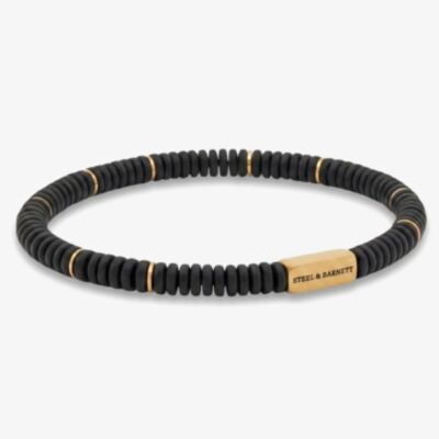 Steel & Barnett Two Tone Black Onyx & 18ct Yellow Gold Plated Disc Bracelet SBTT/001