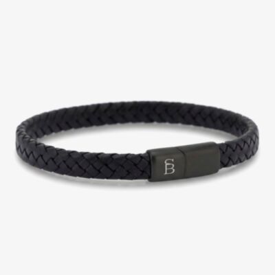 Steel & Barnett Riley Black Edition Braided Black Leather Bracelet BEB/003