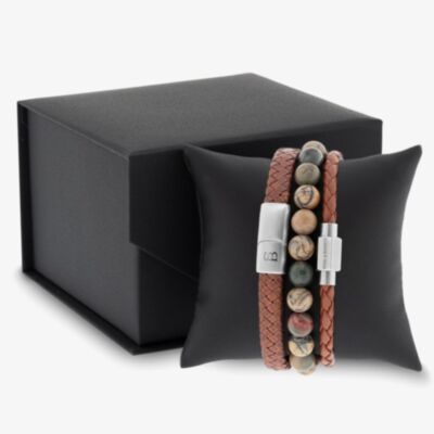 Steel & Barnett Triple Cognac Bracelet Gift Set GS-TR-COG