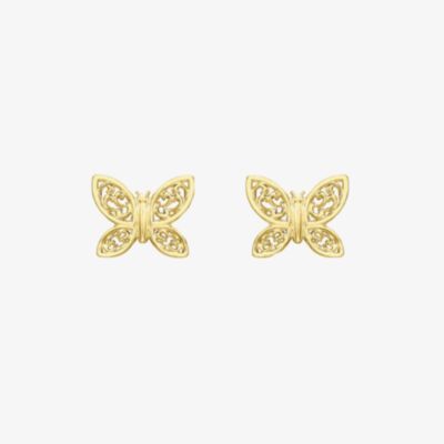 9ct Yellow Gold Filigree Butterfly Stud Earrings 1.55.6879