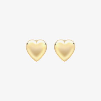 9ct Yellow Gold 7mm Puffed-Heart Stud Earrings 1.55.8679