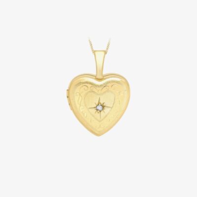 9ct Yellow Gold Diamond Heart Locket Necklace 1.65.2122