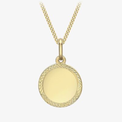 9ct Yellow Gold Textured Edge Disc Pendant 1.68.5471