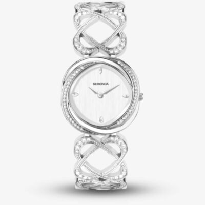 Sekonda Dress Hidden Hearts Stone Set Silver Watch 40507