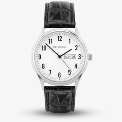 Sekonda Easy Reader Black Leather Strap Watch 30121