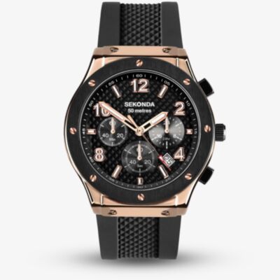 Sekonda Mens Titan Black Dial Chronograph Watch 30257