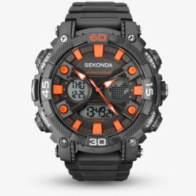 Sekonda Mens Black & Orange Dual Display Watch 1037