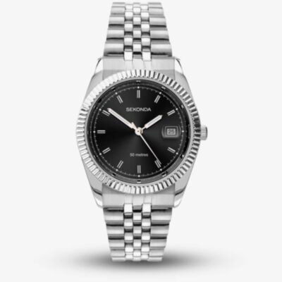 Sekonda Stainless Steel Black Dial Watch 1691