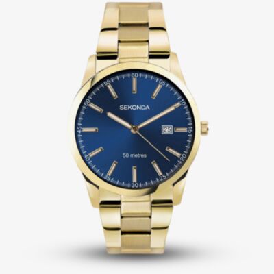 Sekonda Classic Gold Plated Blue Dial Watch 30007