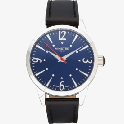 Minster 1949 Mens Crofton Black Leather Strap Watch MN01BLSL10