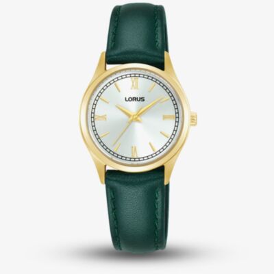 Lorus Ladies Classic Two Tone Green Leather Strap Watch RG216YX9