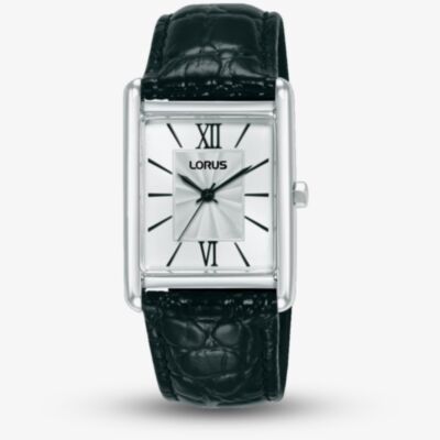 Lorus Ladies White Rectangle Dial Leather Strap Watch RH837CX9