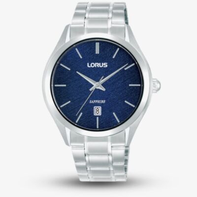 Lorus Mens Classic Blue Dial Stainless Steel Bracelet Watch RH965RX9