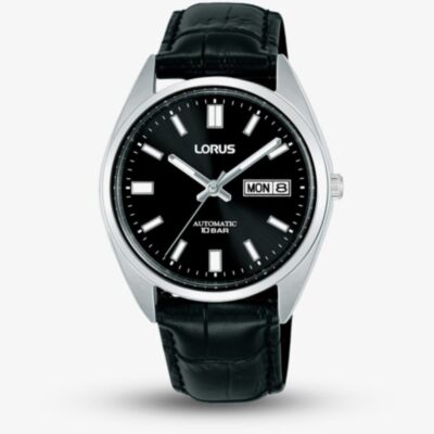 Lorus Mens Classic Day Date Black Leather Strap Watch RL435CX9