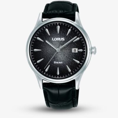 Lorus Mens Curve Black Dial Date Watch RS993DX9