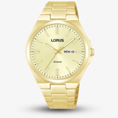 Lorus Mens Sports Gold Dial Bracelet Watch RH400AX9