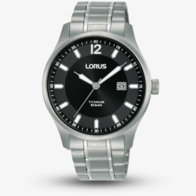 Lorus Mens Sports Black Dial Bracelet Watch RH995QX9