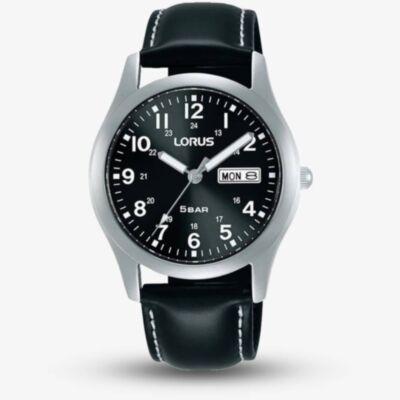 Lorus Mens Black Strap Watch RXN79DX9