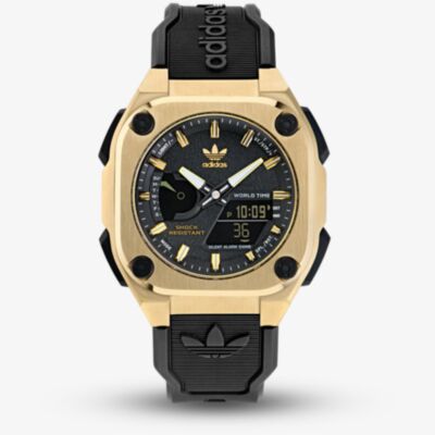 Adidas Unisex City Tech One SST Gold & Black Dual Display Watch AOFH235012I
