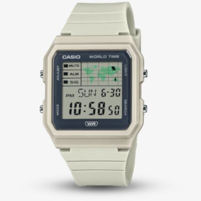 Casio Unisex Cream Square Worldmap Digital Watch LF-30W-8AEF