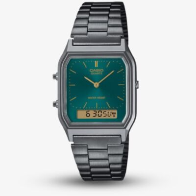 Casio Unisex Vintage Green Dial Dual Display Watch AQ-230EGG-3AEF
