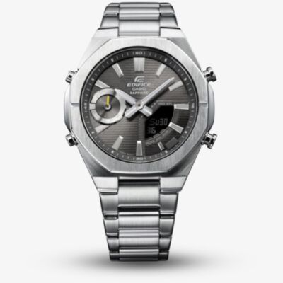 Casio Mens Edifice Grey Dial Dual Display Watch ECB-S10D-8AEF