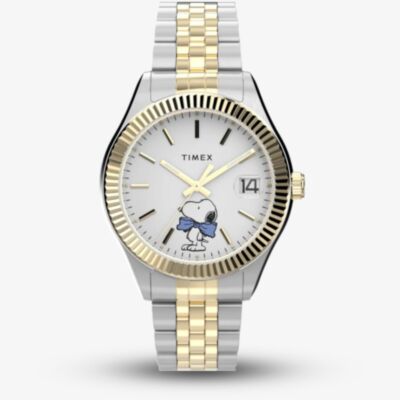 Timex Ladies X Peanuts Two-Tone Legacy Bowtie White Dial Watch TW2Y11100