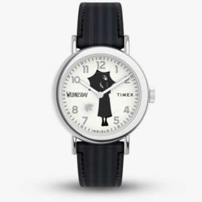 Timex Ladies Lab X Wednesday Weekender Black Leather Strap Watch TW2Y19400