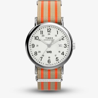 Timex Mens Weekender Orange Fabric Strap Watch TW2Y08900