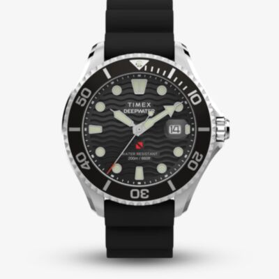 Timex Mens Deepwater Meridian 200 Black Rubber Strap Watch TW2W81600