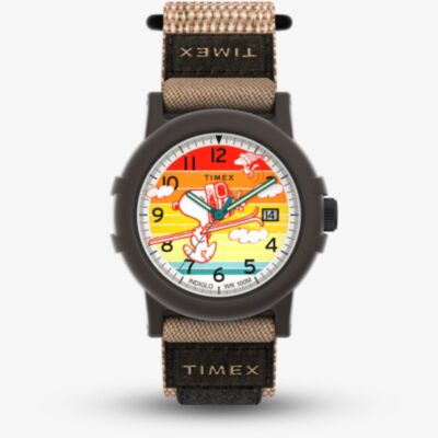 Timex Mens X Peanuts Camper Ski Multicolour Dial Fabric Strap Watch TW4B34900