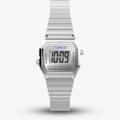 Timex Ladies T80 Teeny Tiny Silver Digital Watch TW2Y46500